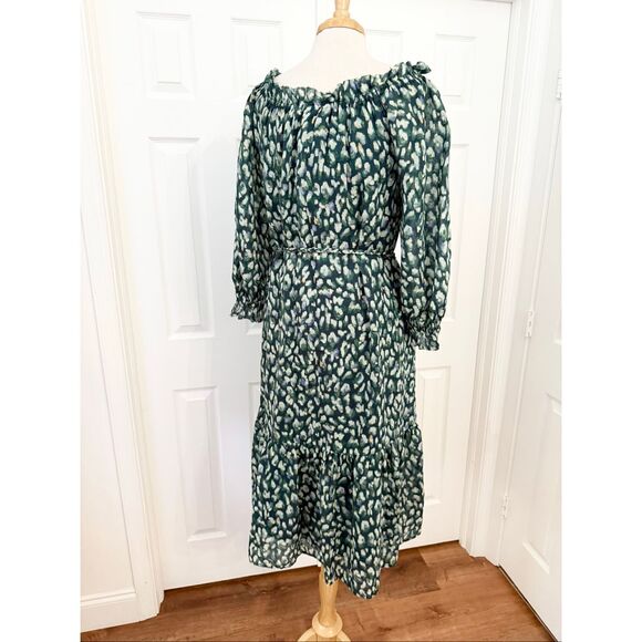 Tommy Bahama Green White Jeweled Jaguar Off The Shoulder Midi Dress Medium - Picture 5 of 8